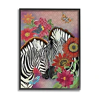 Stupell Industries Loving Zebra Pair over Pink Arabesque Pattern in Frame Wall Art