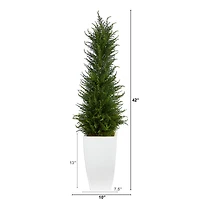 3.5ft. Cypress UV Resistant Artificial Tree in White Metal Planter