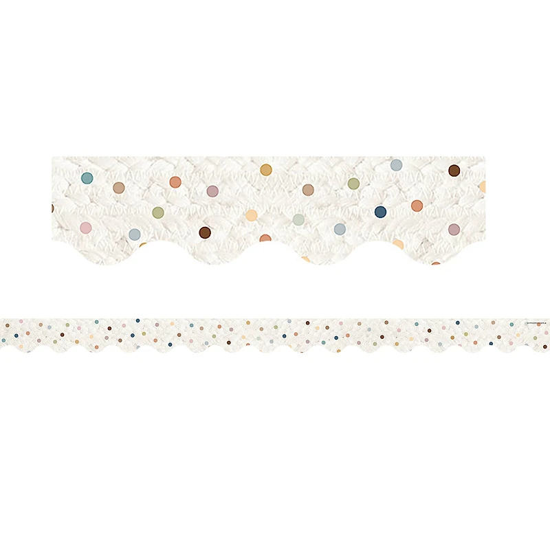Teacher Created Resources Everyone is Welcome Dots Scalloped Border Trim, 210ft.