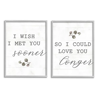 Stupell Industries I Wish I Met You Sooner So I Could Love You Longer Gray Framed Wall Art Set
