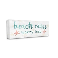 Stupell Industries Beach More Worry Less Nautical Sign Red Starfish Canvas Wall Art