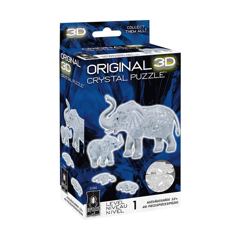 BePuzzled® Original 3D Crystal Puzzle™ Elephant & Baby 46 Piece Puzzle