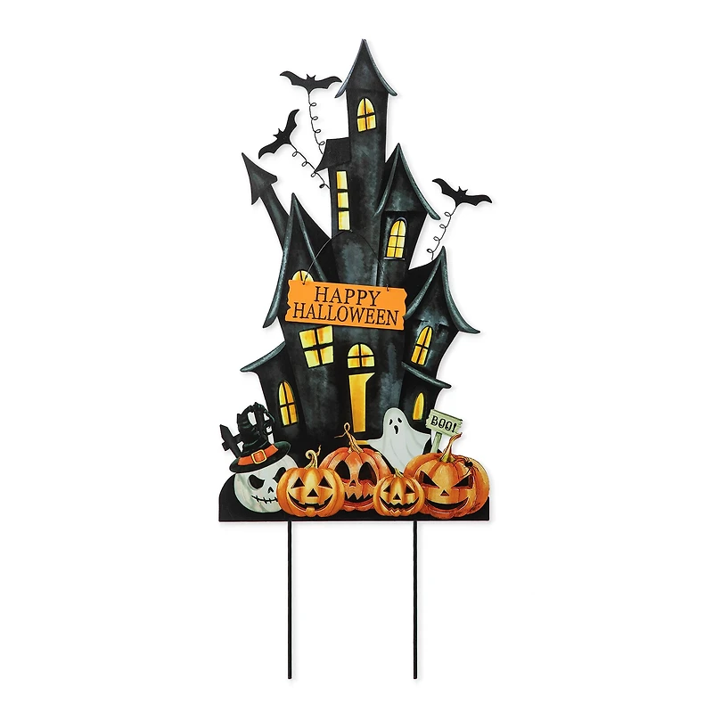 Glitzhome® 32" Halloween Metal Haunted House Yard Stake