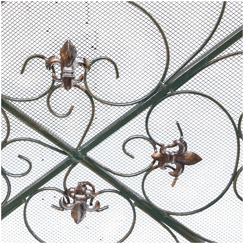 52" Green Metal Fireplace Screen