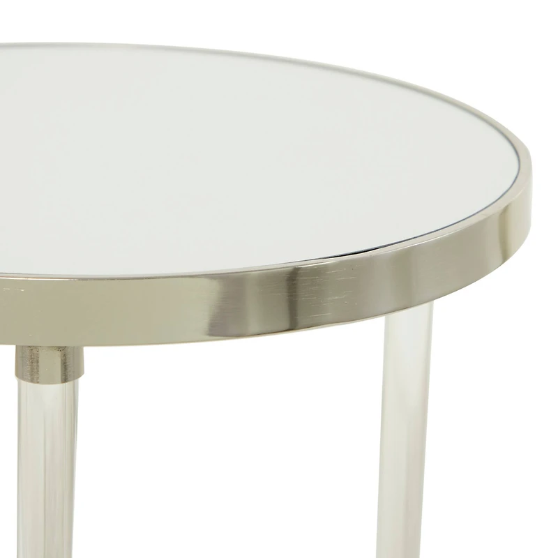 Silver Acrylic Contemporary Accent Table, 19" x 19" x 23"