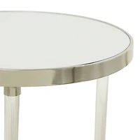 Silver Acrylic Contemporary Accent Table, 19" x 19" x 23"