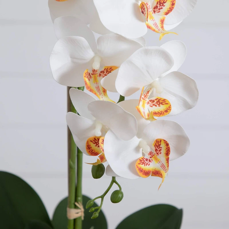 2.25ft. Artificial Triple Orchid Arrangement in Handmade Mexican Talavera Ceramic Planter