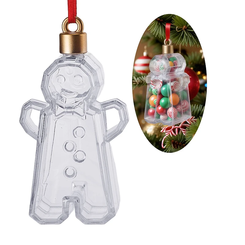 3.5" Clear Fillable DIY Plastic Gingerbread Cookie Ornament by Make Market®