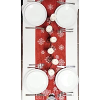 Wizardi 13.75" x 67" Snowman Christmas Red Table Runner