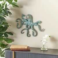 16" Blue Octopus Patina Sculpture
