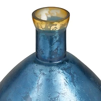 Blue Glass Coastal Vase, 15" x 9" x 9"