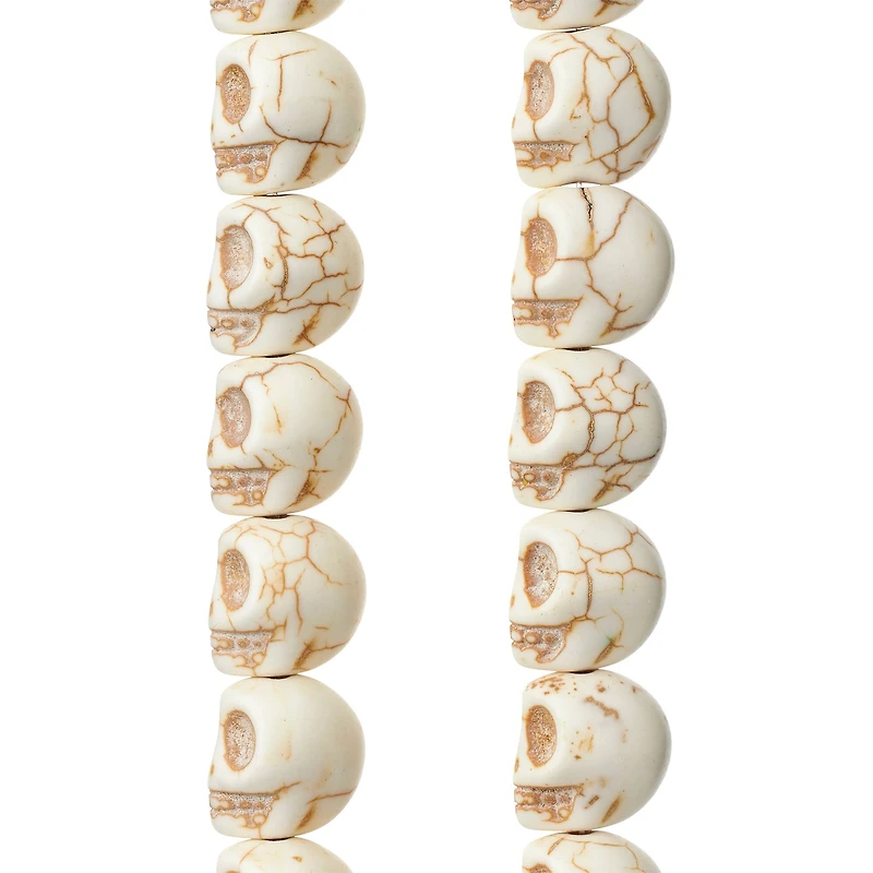 12 Packs: 22 ct. (264 total) White Reconstituted Stone Skull Beads, 15mm by Bead Landing™
