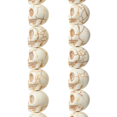 12 Packs: 22 ct. (264 total) White Reconstituted Stone Skull Beads, 15mm by Bead Landing™
