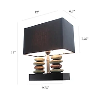Elegant Designs™ 14" Rectangular Dual Stacked Stone Table Lamp with Black Shade