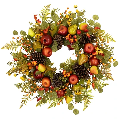 26" Apples, Pears & Pinecones Fall Harvest Wreath