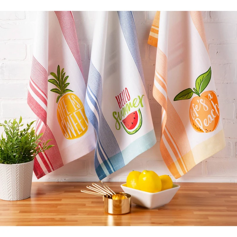 DII® Hello Summer Print Dishtowel, 3ct.