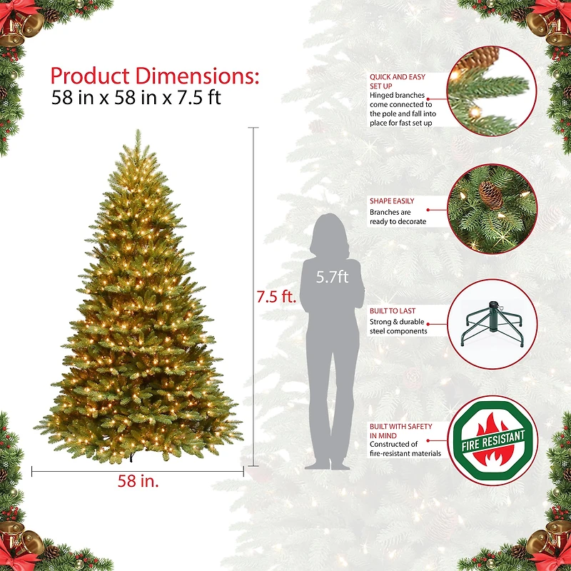 7.5ft. Pre-Lit Fraser Fir Artificial Christmas Tree