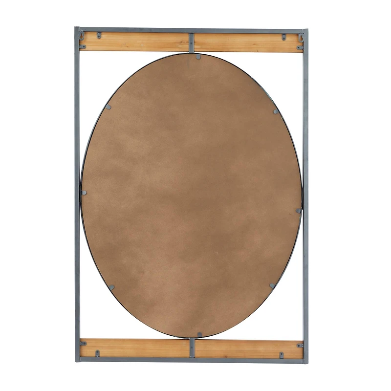 Brown Iron Industrial Wall Mirror, 40" x 28" x 2"