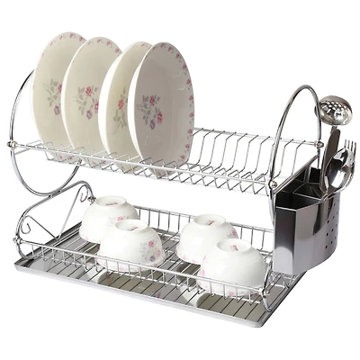 MegaChef Chrome Plated 17.5" 2-Shelf Dish Rack