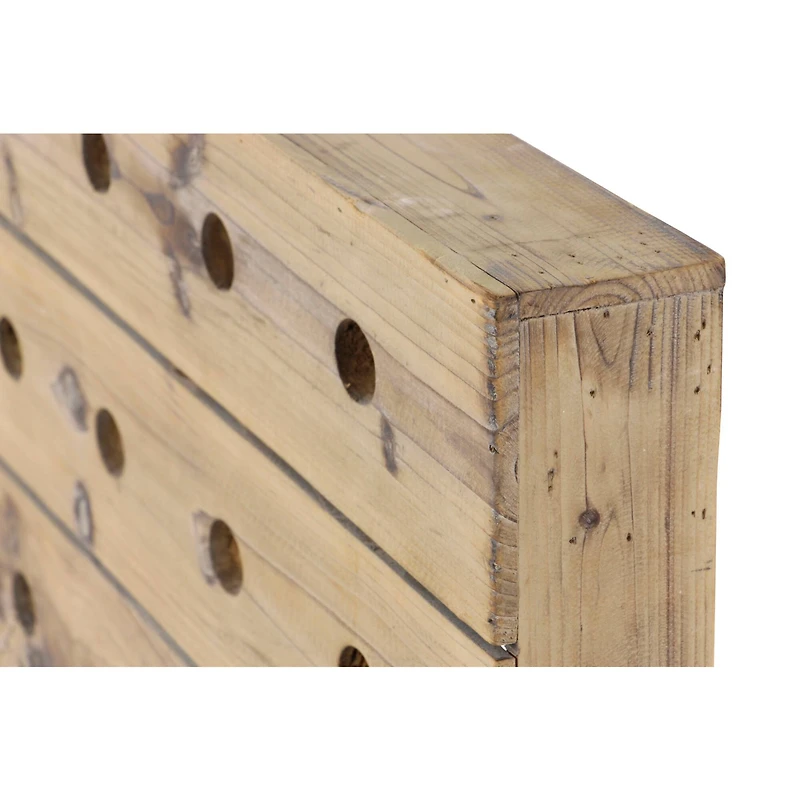 25" Brown Wood Rustic Wine Holder Rack