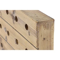 25" Brown Wood Rustic Wine Holder Rack