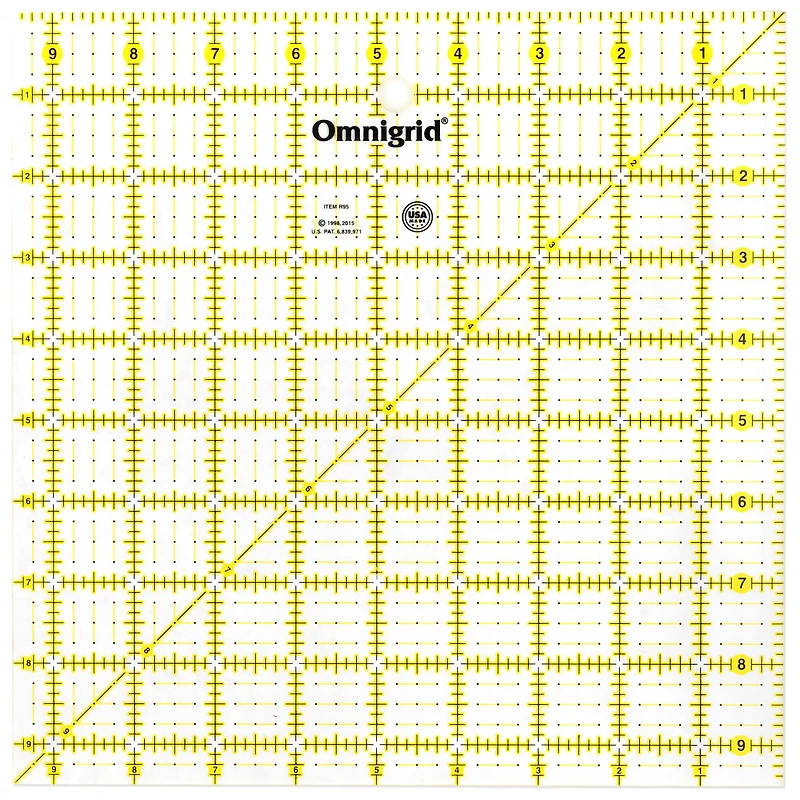 Omnigrid® 9.5" x 9.5" Square Quilting & Sewing Ruler