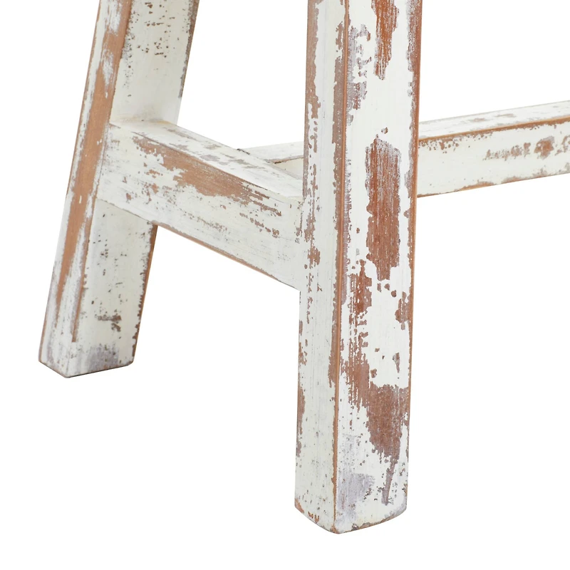 Brown & White Wood Farmhouse Bench