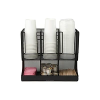 Mind Reader Black Metal Mesh 6 Compartment Upright Breakroom Coffee Condiment and Cup Storage Organizer