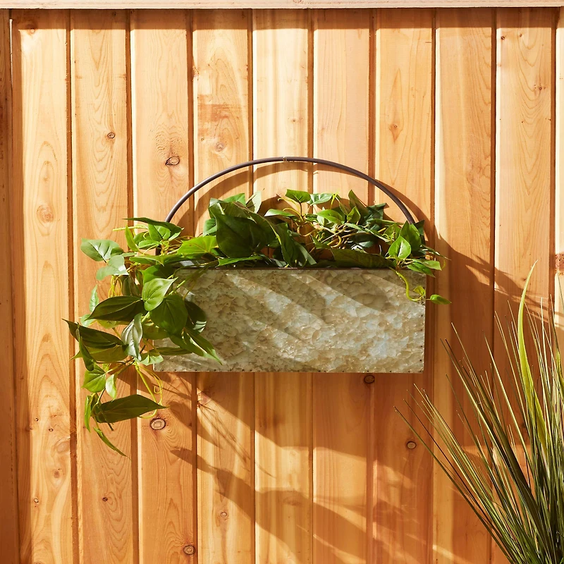 14.5" Rectangle Galvanized Wall Planter