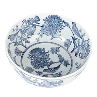 Hello Honey® 10" Blue & White Aviary Garden Stoneware Bowl