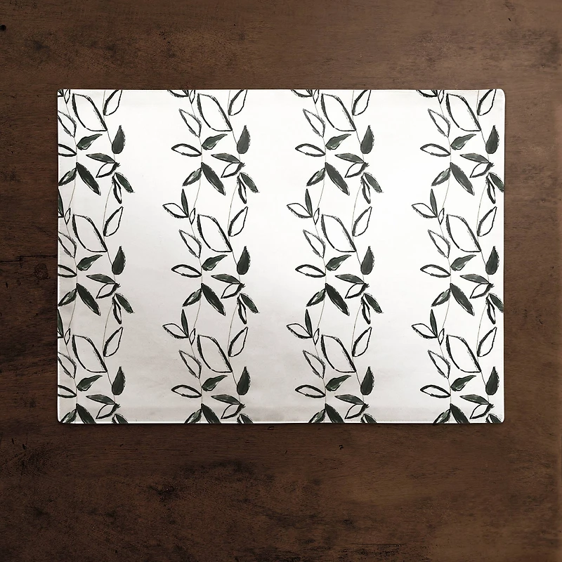 Black Leaf Stripes 18" x 14" Cotton Twill Placemat