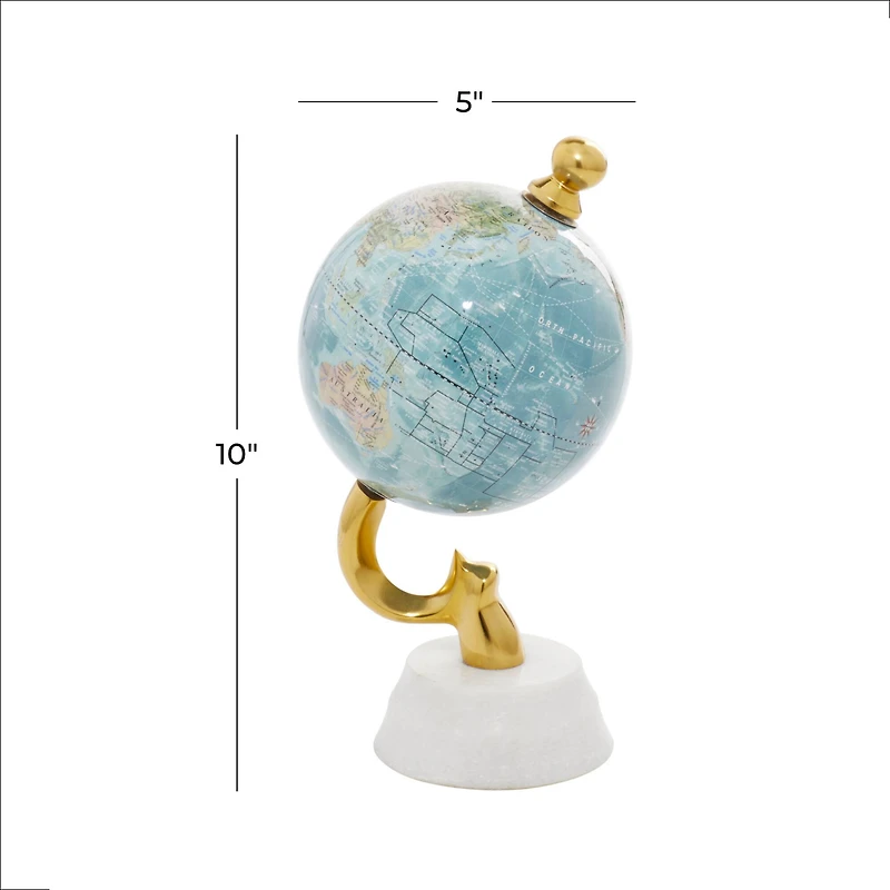 10" Blue Stoneware Coastal Globe
