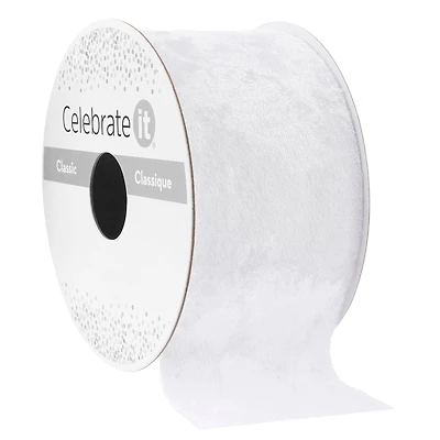 2" x 3yd. White Crinkle Velvet Ribbon by Celebrate It™ Classic
