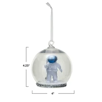 Hello Honey® 4.25" White & Blue Round Astronaut Snow Globe Ornament