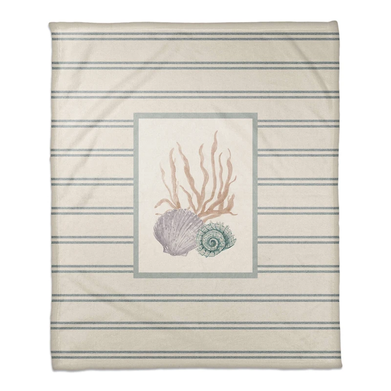 Scallop and Snail Shell 50" x 60" Coral Fleece Blanket