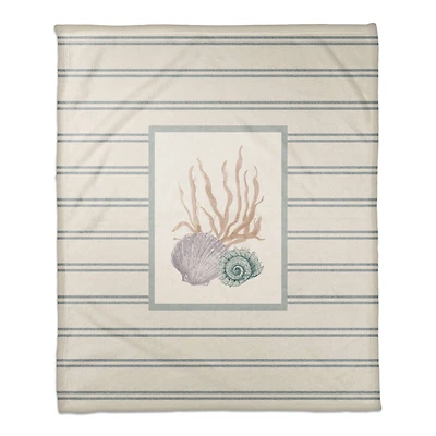 Scallop and Snail Shell 50" x 60" Coral Fleece Blanket