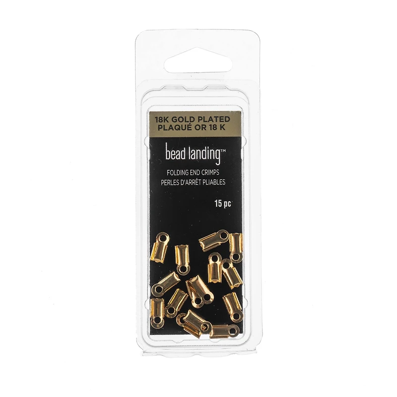 9mm 18K Gold-Plated Folding End Crimps by Bead Landing™