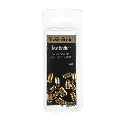 9mm 18K Gold-Plated Folding End Crimps by Bead Landing™