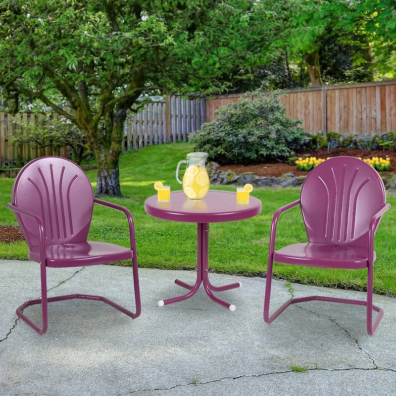 22" Purple Outdoor Retro Tulip Side Table