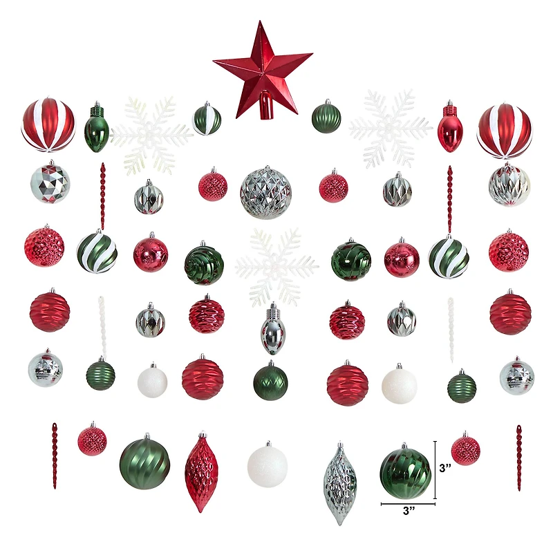 100ct. Holiday Deluxe Shatterproof Christmas Tree Ornament Box Set