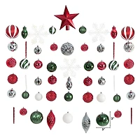 100ct. Holiday Deluxe Shatterproof Christmas Tree Ornament Box Set