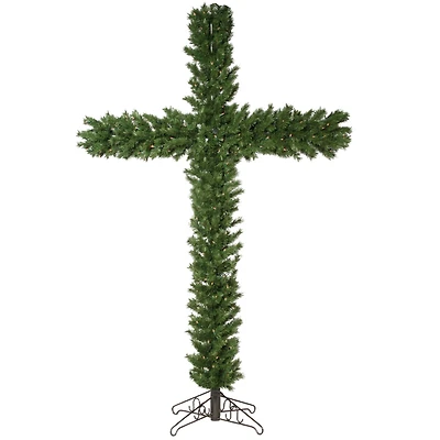 7.5ft. Pre-Lit Artificial Christmas Cross, Warm White Dura-Lit® LED Lights
