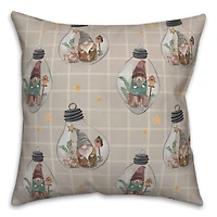 Gray & White Check Gnome Globe Pattern Throw Pillow