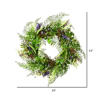 24" Green & Purple Maytime Wreath