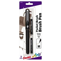 Pentel Arts® Medium Sepia Pocket Brush Pen with 2 Refills