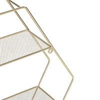 Honey Can Do 21" Gold Hexagonal Decorative 4-Tier Metal Wall Shelf