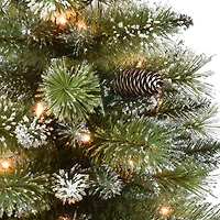 6 Pack: 4ft. Pre-Lit Snowy Artificial Christmas Tree in Decorative Planter, Clear Lights