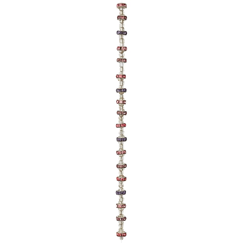 12 Pack: Purple & Pink Rhinestone Rondel Beads, 8mm by Bead Landing™