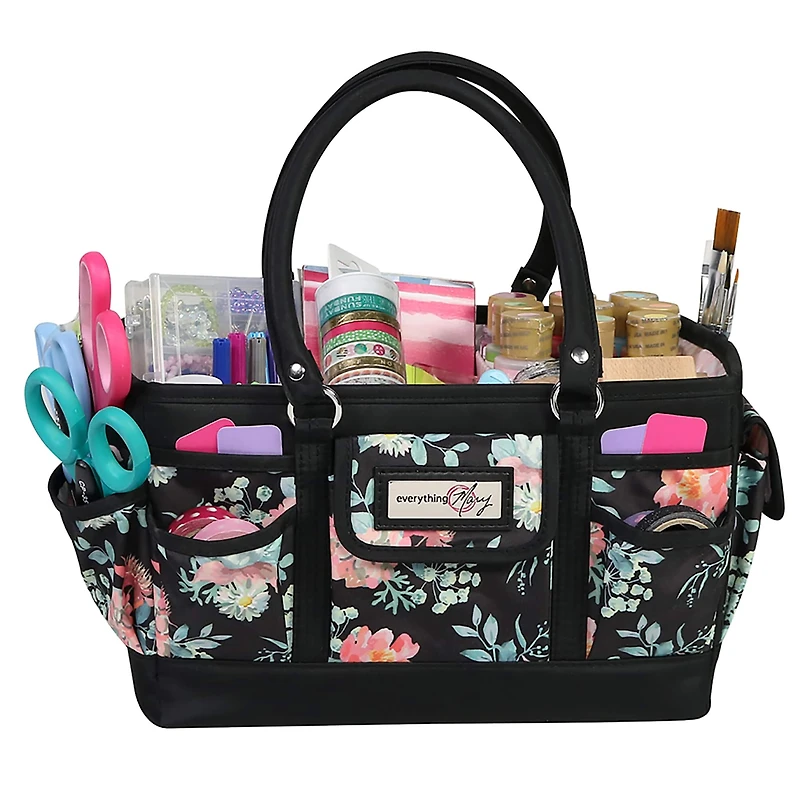 Everything Mary Black & Floral Deluxe Store & Tote Craft Organizer