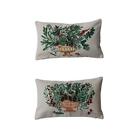 Hello Honey® 24" Flowers in Urn Cotton Canvas Lumbar Pillow Set